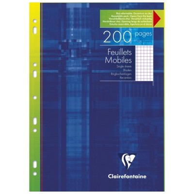 Clairefontaine 11751C Paquet de 300 pages Feuillets Mobiles grands carreaux 90 g A4 Blanc 
