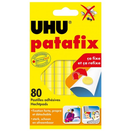 Patafix UHU 80 Pastilles adhésives jaunes détachables repositionnables