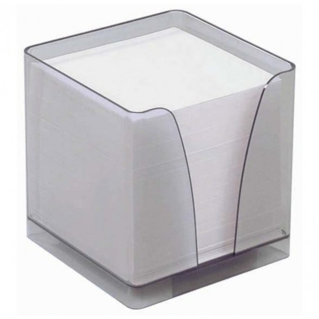 Bloc Cube Mémo Transparent avec Papier Blanc 90g - 9 x 9 x 7,5 cm - 590 feuilles