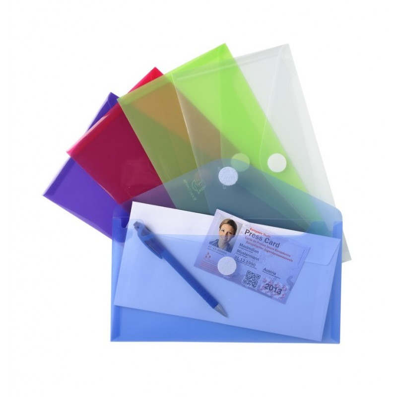 Mini-pochettes enveloppes plastique couleurs transparent Paquet de 5