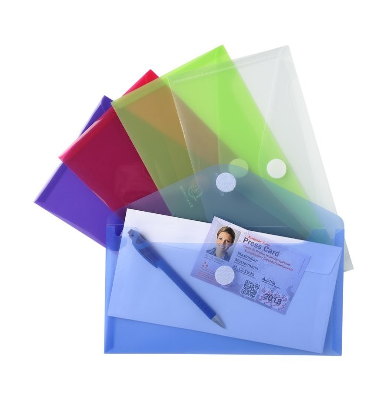 Mini-pochettes enveloppes plastique couleurs transparent Paquet de 5