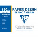 Papier Dessin à grain Blanc A4 21x29,7 12 Feuilles 180g