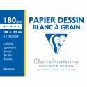 Papier Dessin à grain Blanc 24x32 12 Feuilles 180g