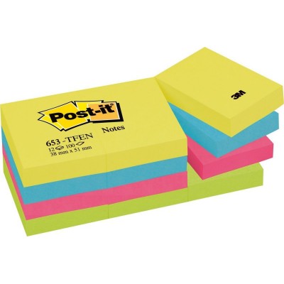 Post-it Notes 4 couleurs Petit format 38 x 51 mm - 3 blocs de 100 par couleur