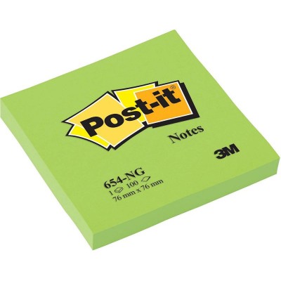 Post-it Notes Néon Carré 76 x 76 mm - 1 bloc de 100