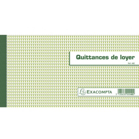 Quittances de Loyer Carnet à souche Horizontal 50 feuillets 13 x 18,5 cm