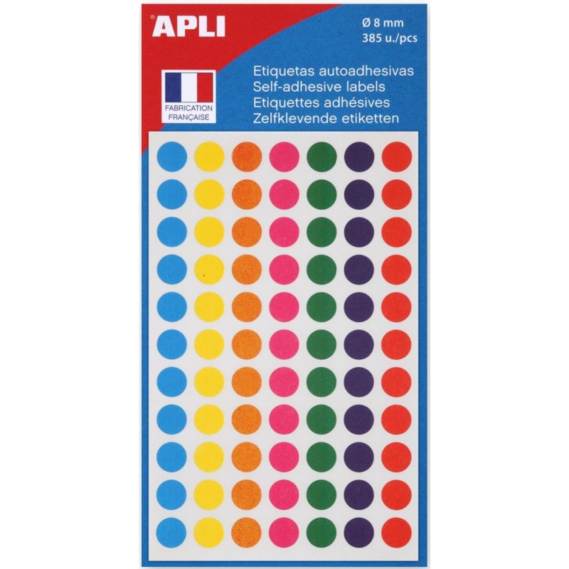 108 pastilles couleurs ronds autocollants 8 mm étiquettes pour