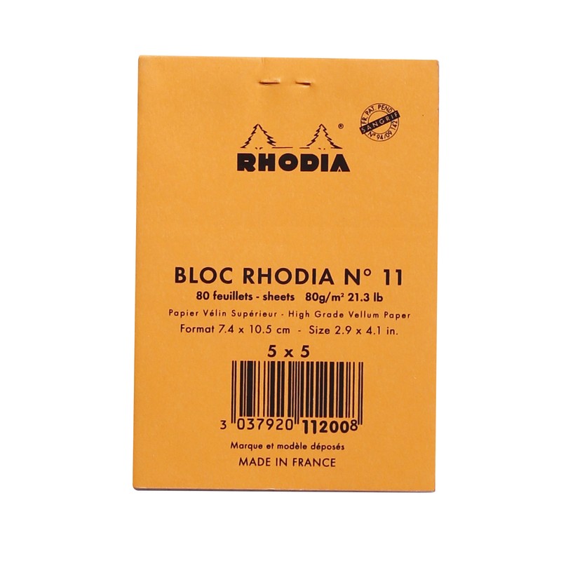 Bloc-notes 21x29,7 cm A4 Rhodia N°18 Petits carreaux 5x5 80 feuillets