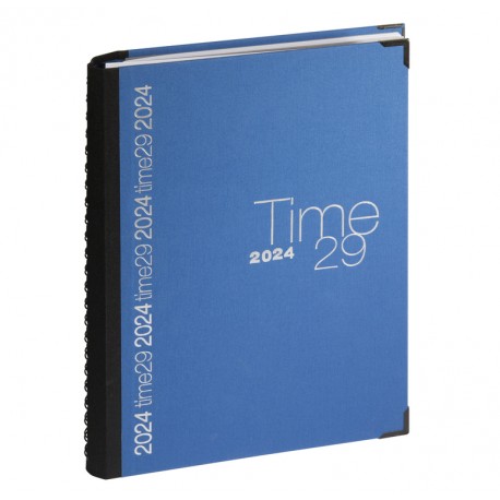 Agenda de bureau Semainier 2024 Time 29S spiralé toile bordée A4 Bleu 29612E